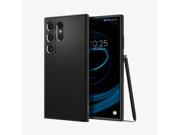 Spigen Liquid Air - Baksidesskydd för mobiltelefon - termoplastisk polyuretan (TPU) - mattsvart - för Samsung Galaxy S24 Ultra