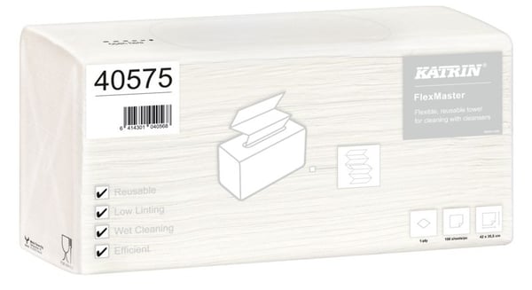 Aftørringsklud Katrin Flex Master 1-lags hvid Non Woven - (5 pakker x 100 stk.)