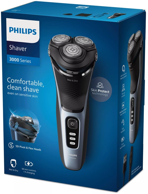 Philips 3000 Series S3243 - Rakapparat - sladdlös - stormblå