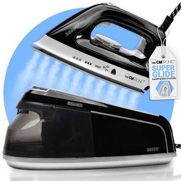 Clatronic DBS 3749 - Strykjärn med separat ånggenerator - sula Superglide - 2300 W - vit/lila