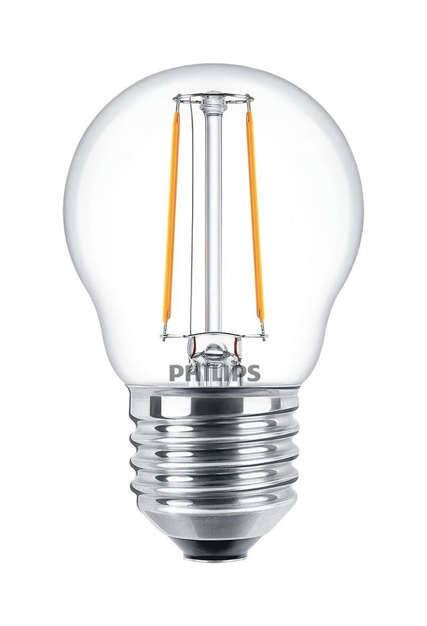 Philips CorePro - LED-filamentlyspære - form: P45 - klar finish - E27 - 2 W (ekvivalent 25 W) - klasse E - varmt hvitt lys - 2700 K