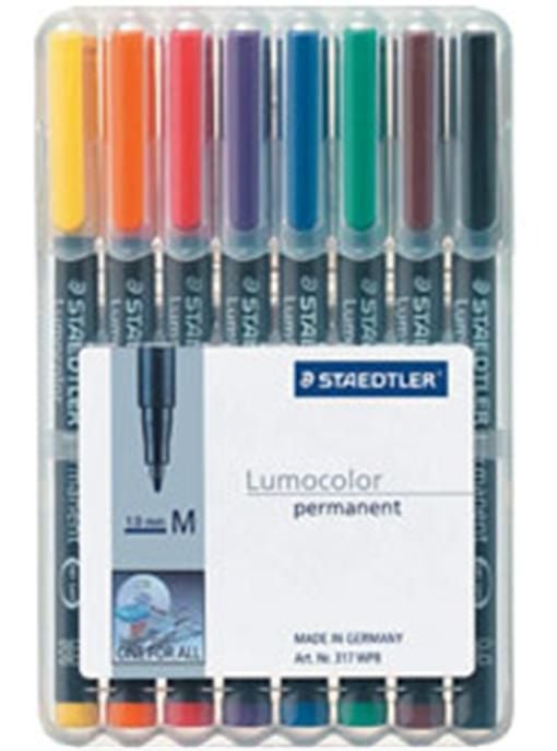 STAEDTLER Lumocolor - Fiberspetspenna - permanent - blandade färger - 1 mm - medel (paket om 8)
