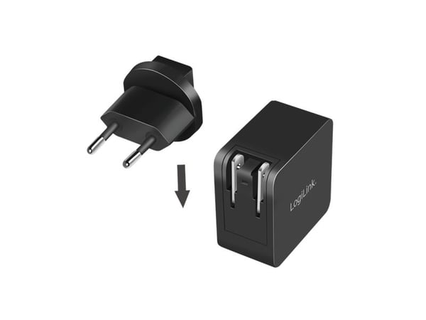 LogiLink USB-matkasovitin, USB-C, GaN-tekniikka, musta Pistoke yli 100 maahan, lähtö: 1x USB-C-liitin, - 1 kpl (PA0302)