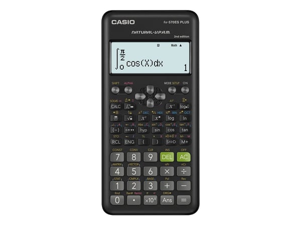 Casio FX-570ESPLUS-2, Työpöytä, Funktiolaskin, 12 lukua, Akku, Musta