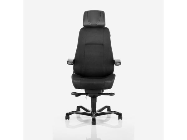 Kontorstol KAB Seating Director, White-Line Sort fighter inkl. armlæn og nakkestøtte i sort skind
