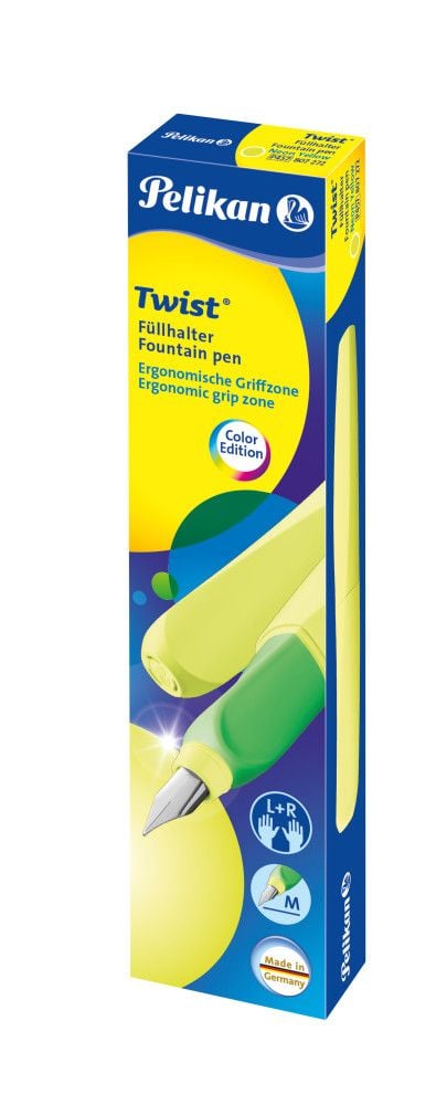 Pelikan 807272, Gul, Påfyllning med bläckpatronssystem, Rostfritt stål, Ambidextrous, Tyskland, 1 styck