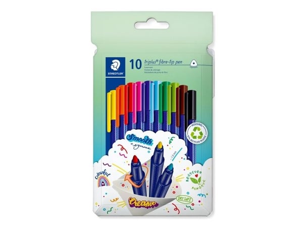 Staedtler 323 C10, 10 väriä, Valikoidut värit, 1 mm, Kolmio, Muovi, Vesipohjainen muste