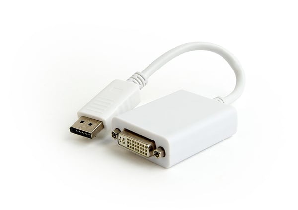 Cablexpert - Videokort - dubbel länk - DisplayPort hane till DVI-I hona - 10 cm - vit - stöd för 4K