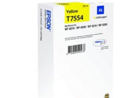 Epson T7554 - 39 ml - XL-storlek - gul - original - bläckpatron - för WorkForce Pro WF-8010, WF-8090, WF-8090 D3TWC, WF-8510, WF-8590, WF-8590 D3TWFC