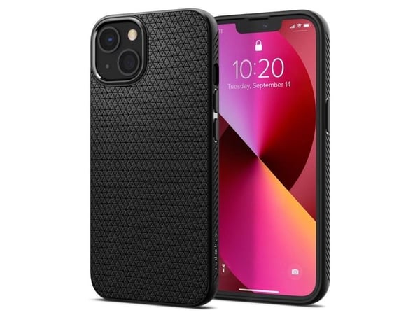 Spigen Liquid Air - Baksidedeksel for mobiltelefon - termoplast-polyuretan (TPU) - matt svart - for Apple iPhone 13