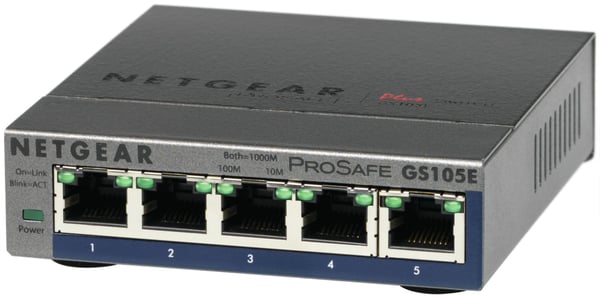 NETGEAR Plus GS105Ev2 - Switch - Styrt - 5 x 10/100/1000 - stasjonær
