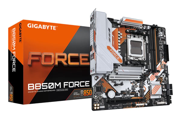 Gigabyte B850M FORCE -emolevy, B850, AM5, micro-ATX, DDR5, kunnostettu