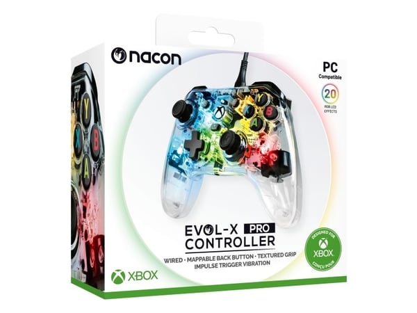 NACON EVOL-X Pro Light, Gamepad, PC, Xbox One, Xbox Series S, Xbox Series X, Tilbakeknapp, D-pute, Retningsknapper, Menyknapp, Rød/grønn/blå, Koble...