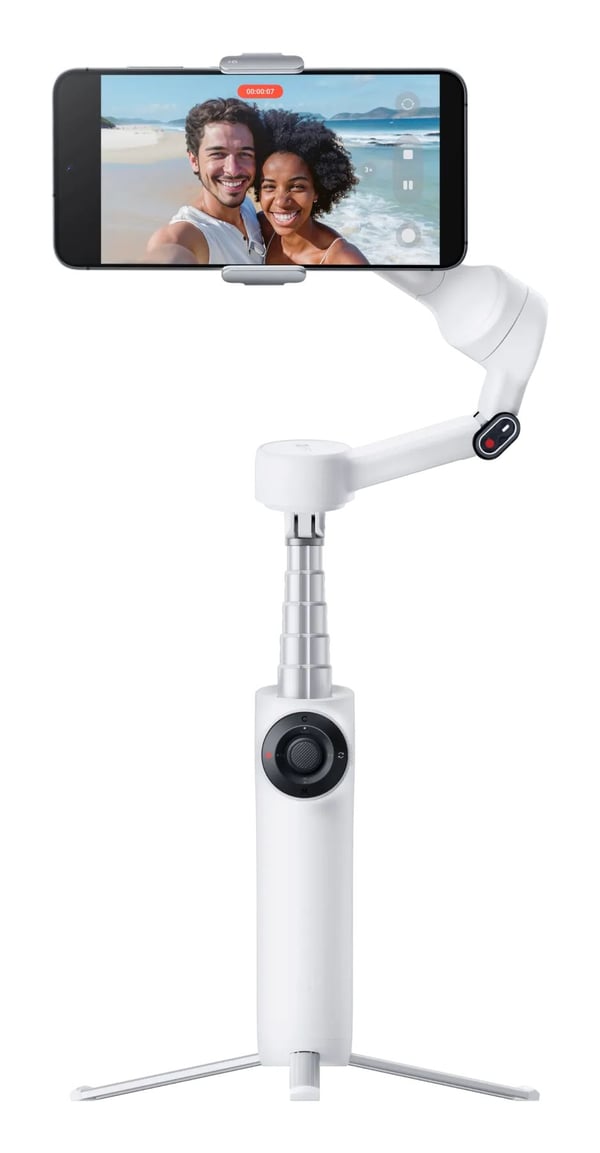 Insta360 Flow 2 AI Tracker Bundle, Älypuhelimen kameranvakaaja, Vaaleanharmaa, Kuluttaja, -99 - 231°, -210 - 120°, 0,3 kg