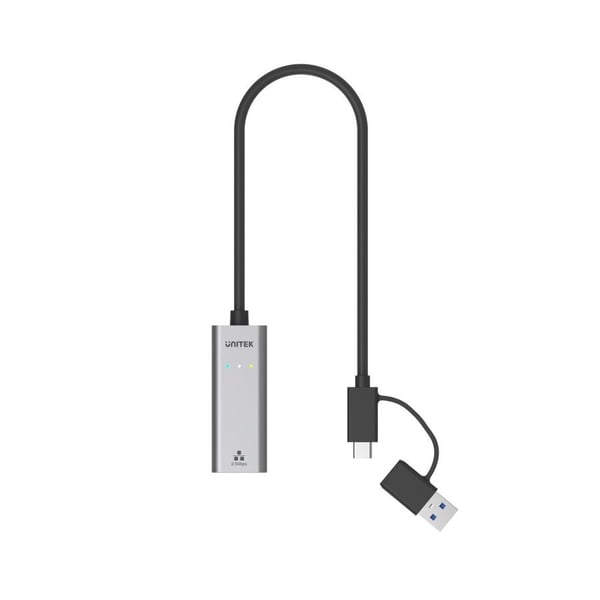 Unitek U1313C - Nätverksadapter - USB-C / USB-A - 10M/100M/1G/2.5 Gigabit Ethernet - rymdgrå