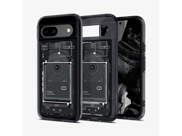 Spigen Ultra Hybrid Zero One, Suojus, Google, Pixel 8a, 15,5 cm (6.1"), musta, Harmaa