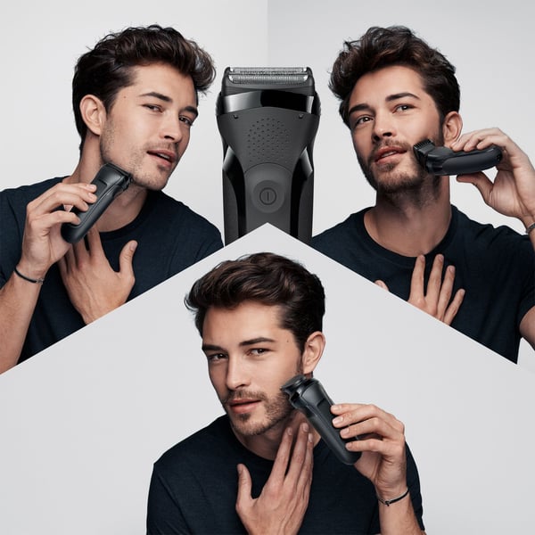 Braun Series 3 300BT pyöriväteräinen parranajokone 30 min trimmerillä, musta