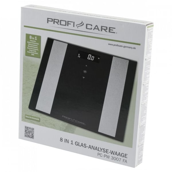 ProfiCare PC-PW 3007 FA, Sähkökäyttöinen henkilövaaka, 180 kg, 100 g, Musta, 5 kg, kg, lb, ST