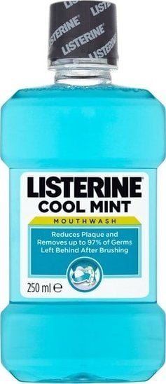 LISTERINE Cool Mint 250ml, 250 ml, Eukalyptol 0,092%, Mentol 0,042%, Metylsalicylat 0,060%, Thymol 0,064%, Vatten, Alkohol..., 1 stk