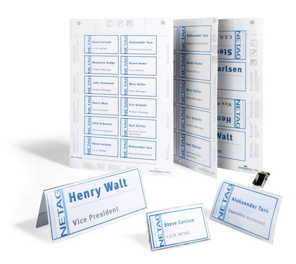 Innstikksark BADGEMAKER® 40x75mm hvite, for navneskilt, 20 ark/pakning - (20 ark x 12 stk. per ark)
