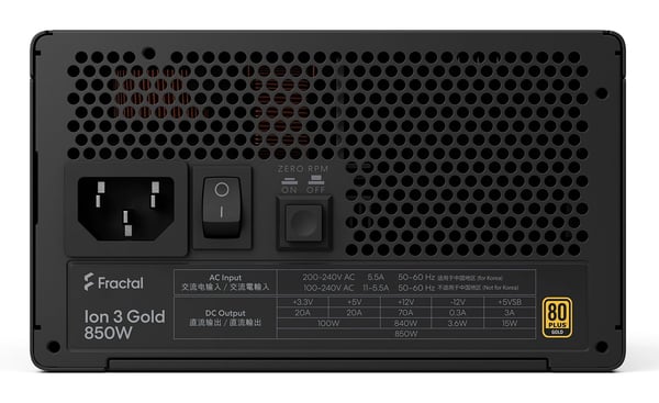 Fractal Design Ion 3 Gold FD-P-IA3G-850-EU virtalähde 850 W 80+ Gold, musta