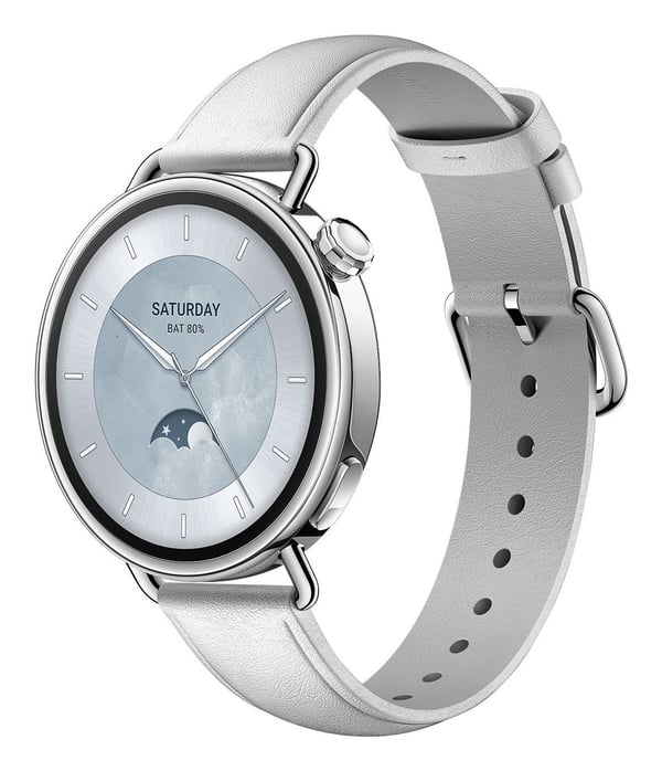 Xiaomi Watch S4 - 41 mm - smartklokke med stropp - lær - håndleddstørrelse: 120-190 mm - display 1.32" - Bluetooth, NFC - 32 g - hvit