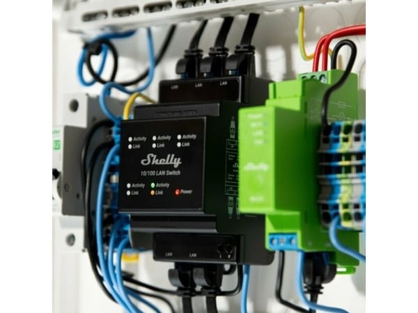 Shelly LAN nettverksswitch 5 RJ45-porter 10/100 Mbit DIN-skinne