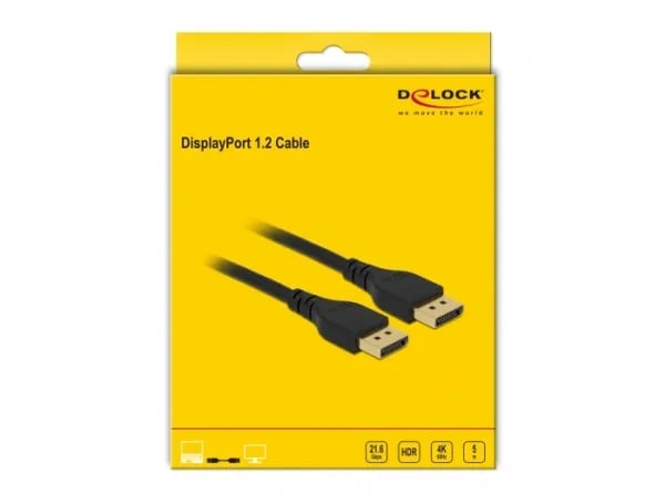 Delock - DisplayPort-kabel - DisplayPort (hann) til DisplayPort (hann) - DisplayPort 1.2 - 5 m - 4K-støtte - svart