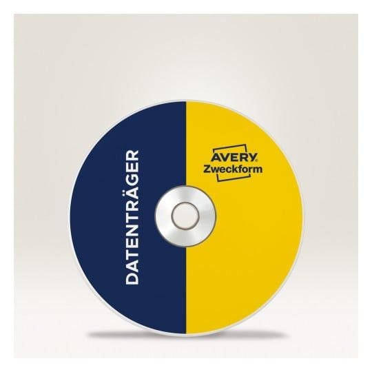 CD/DVD-etiketter Avery Ø117 mm hvite, for laserskriver - (25 ark x 2 stk.)