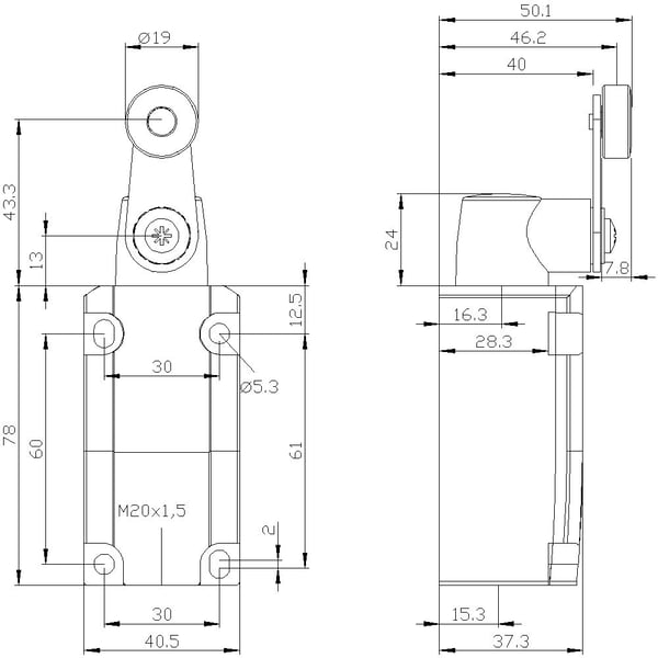 Siemens 3SE51120CH24 3SE5112-0CH24 Pysäytyskytkin 6 A Keinutanko, metallitanko IP66, IP67 1 kpl 1 kpl