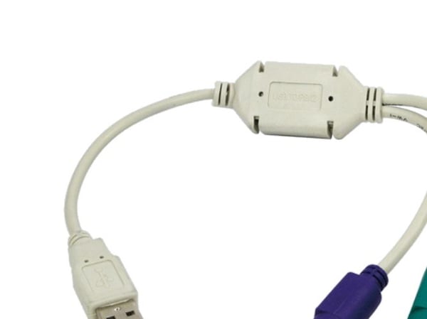 LogiLink Adapter USB - 2x PS/2, 0,2 m, 2x 6-p Mini-DIN, USB A, Hankoppling, Honkoppling, Grå