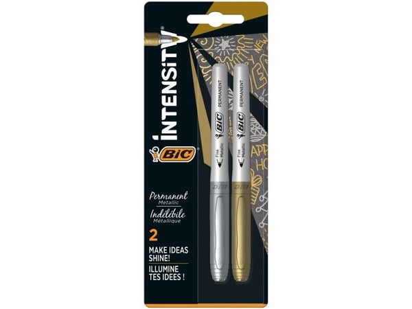 BIC Marking Color - Markør - permanent - sølv, gull - alkoholbasert blekk - 1.1 mm - medium (en pakke 2)