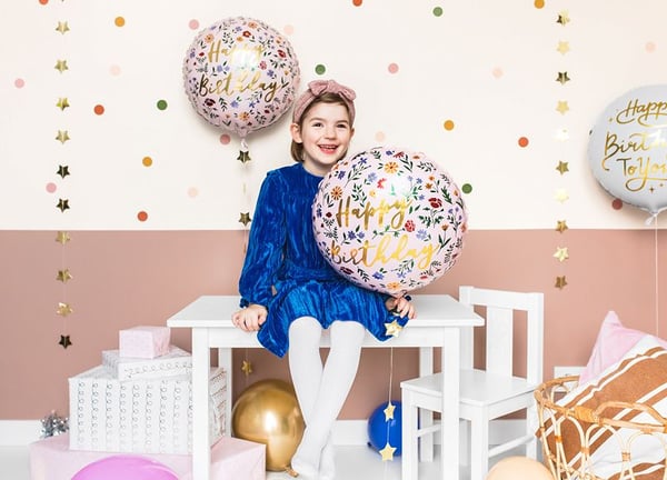 PartyDeco FB48, Ilmapallo, Kalvo, Monivärinen, Kuvio, Syntymäpäivä, Pyöreä