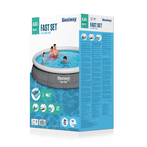 Bestway Fast Set 57313-4, 9677 L, Puhallettava uima-allas, Lapsi ja aikuinen, Harmaa, 21,4 kg