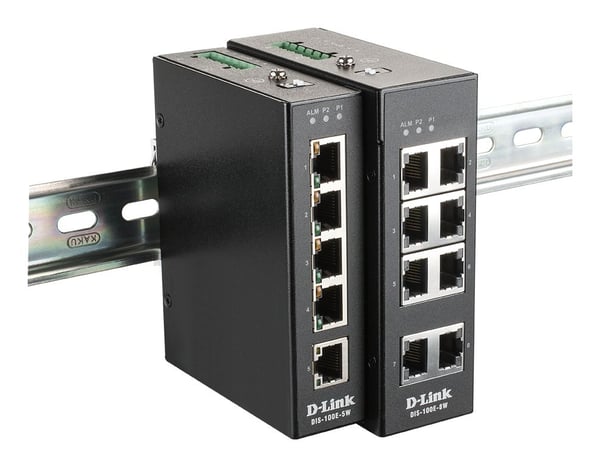 D-Link DIS 100E-8W - Switch - ikke-styrt - 8 x 10/100 - DIN-skinnemonterbar, veggmonterbar