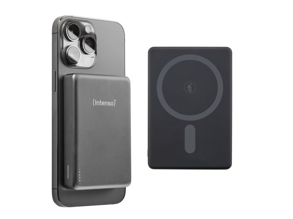 Intenso MW10000, 10000 mAh, litiumpolymeeri (LiPo), Power Delivery, ohjelmoitava virtalähde (PPS), langaton lataus, 3,85 V, harmaa