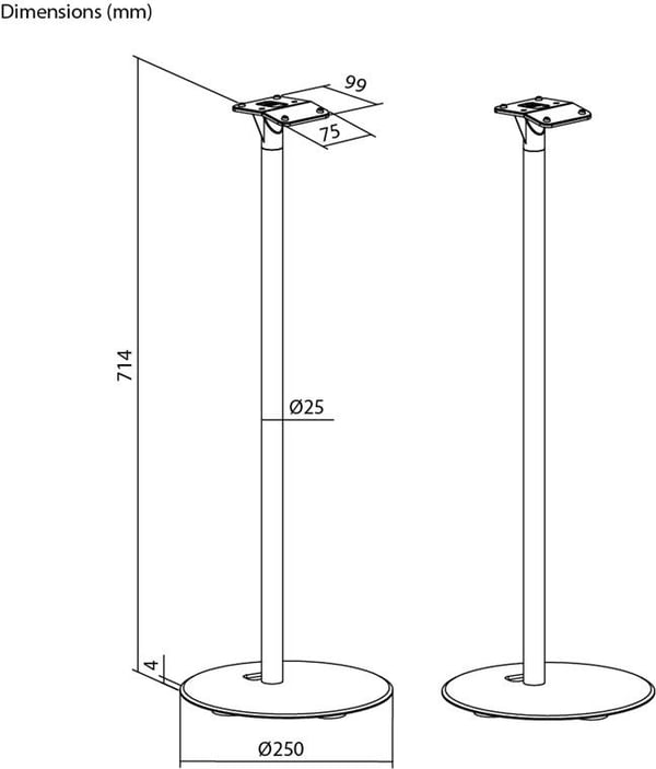 Goobay 71195 høyttalerstativer for Sonos Era 300, 5 kg, 2-pk, svart