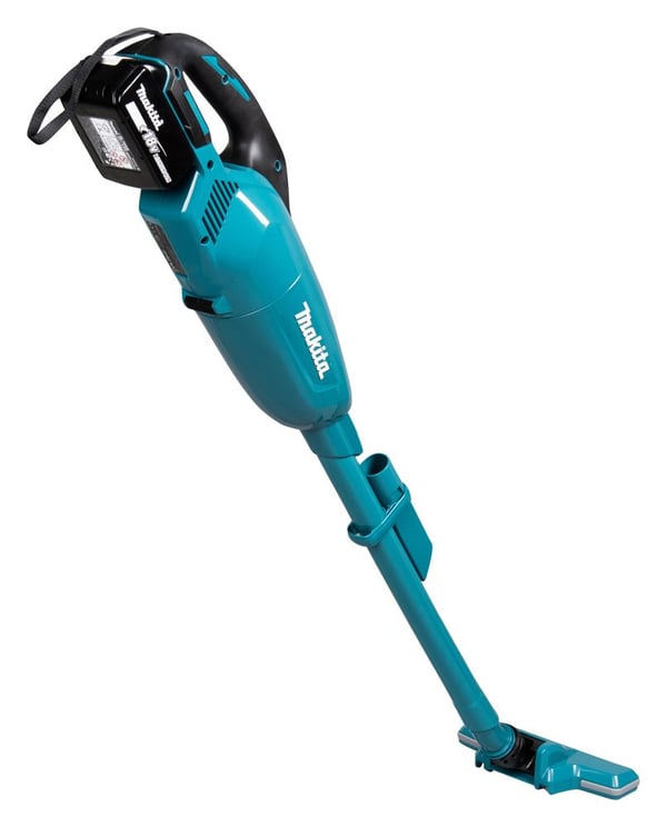 Makita DCL284FZ 2-i-1 sladdlös skaftdammsugare, påslös, svart/turkos