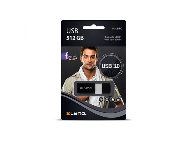 xlyne 7951200, 512 GB, USB A-tyyppi, 3.2 Gen 1 (3.1 Gen 1), 60 MB/s, Liuku, Musta, Valkoinen