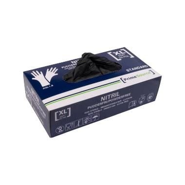 Handske Engangs Prime Source STANDARD str XL Nitril uden Pudder Sort AQL 1.5,100 stk/pk