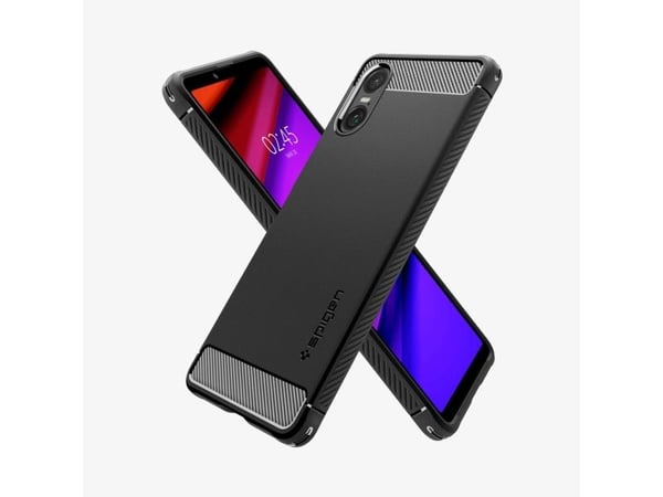 Spigen Rugged Armor - Baksidesskydd för mobiltelefon - termoplastisk polyuretan (TPU) - svart - för Sony XPERIA 10 IV
