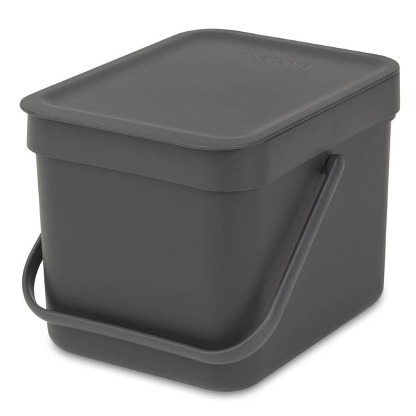 Brabantia Sort & Go - Søppelbøtte - flipp-lokk - 6 L - håndtak - grå