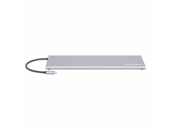 Manhattan 130578, Koblet med ledninger (ikke trådløs), USB 3.2 Gen 1 (3.1 Gen 1) Type-C, 100 W, 10,100,1000 Mbit/s, Aluminium, MicroSD (TransFlash)...