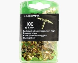 Tegnestifter Exacompta 14741E, messing, LxØ: 7 x 9 mm, 100 stk./pakning