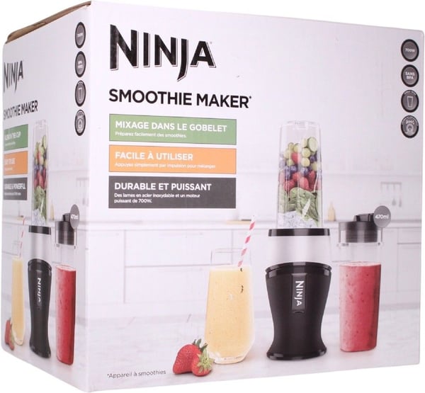 Ninja QB3001, Bordplade blender, 0,47 L, Knusning af is, 700 W, Sort, Sølv