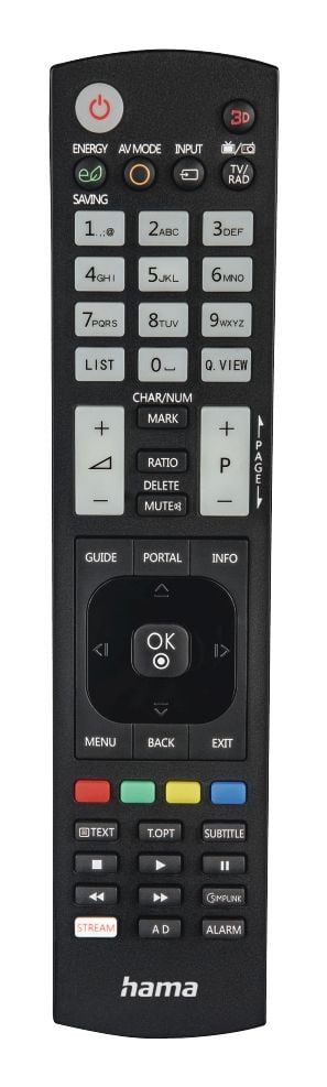 Hama 00221061, TV, IR trådlös, Tryckknappar, Svart
