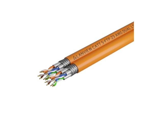 Lanview - Samlet kabel - 500 m - 7.6 mm - S/FTP - CAT 7 - halogenfri, rund, solid, retractable (on reel), 10 Gigabit Ethernet - oransje
