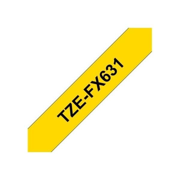 Brother TZFX631 - Svart på gult - Rull (1,2 cm x 8 m) fleksibelt bånd - for Brother PT-D210, D600, H110; P-Touch PT-1005, D200, D410, D450, D460, D...