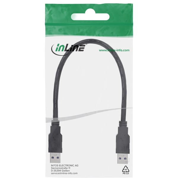 InLine 35203, 0,3 m, USB A, Mini-USB B, USB 3.2 Gen 1 (3.1 Gen 1), Svart