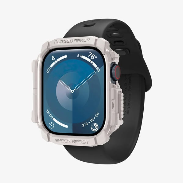 Spigen Rugged Armor, Kotelo, Älykello, Beige, Apple, Apple Watch 10 (46mm), Termoplastinen polyuretaani (TPU)